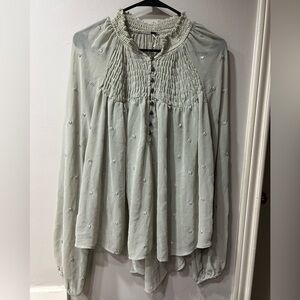 Free People Green sleeve blouse  Size M